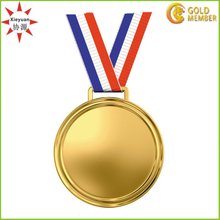 Medalla en blanco de encargo del metal del oro con la cinta