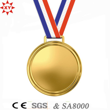 Medalla en blanco de encargo del metal del oro con la cinta de nylon